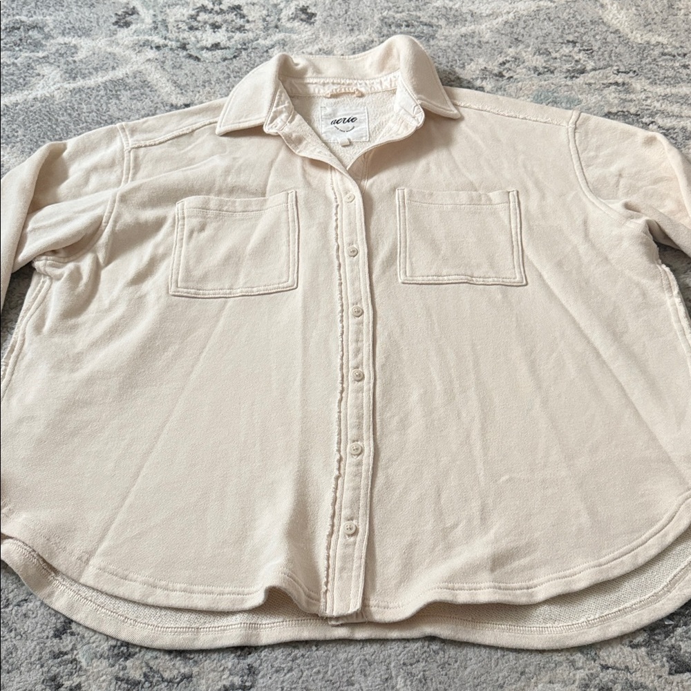 Aerie Cream Oversized Button Down - Picture 4 of 10